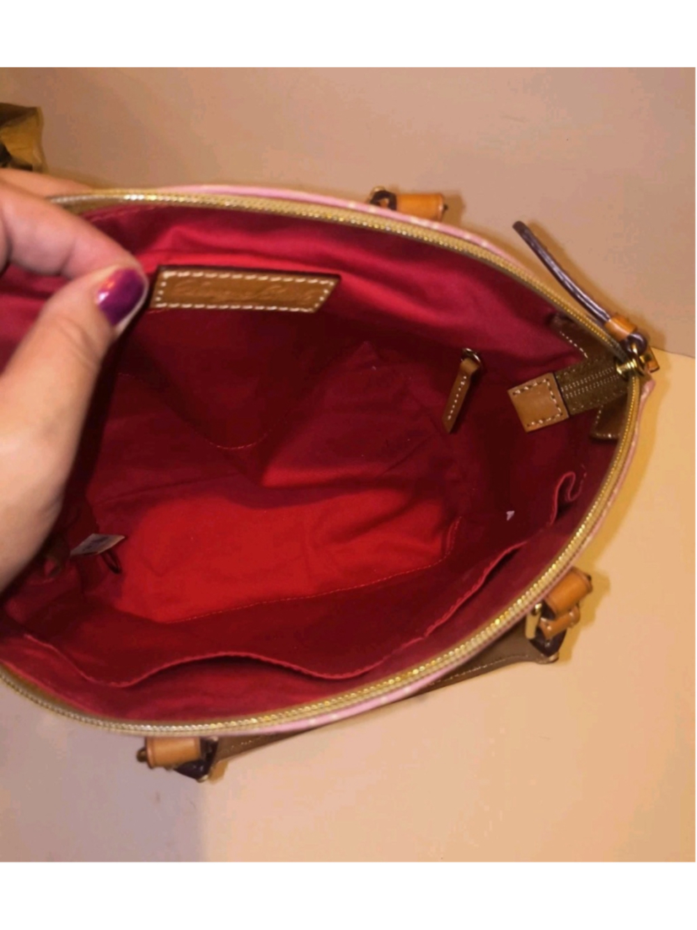Dooney & Bourke Charlie Pink DB Monogram Zip Dome Satchel Handbag No Crossbody - Picture 6 of 13
